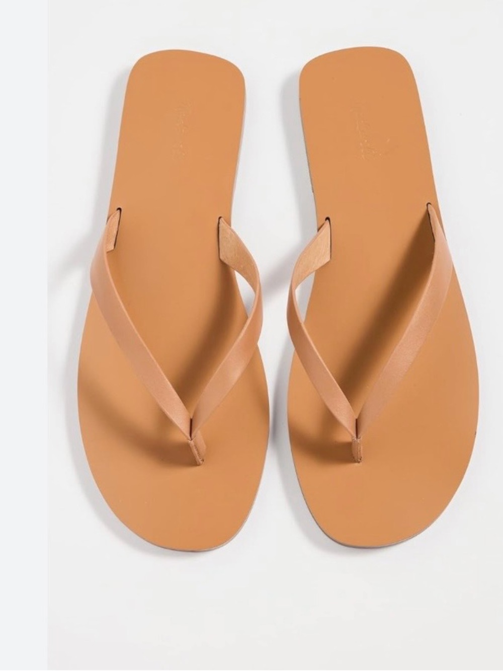 Madewell Leather Flip-Flop Sandals in Cognac